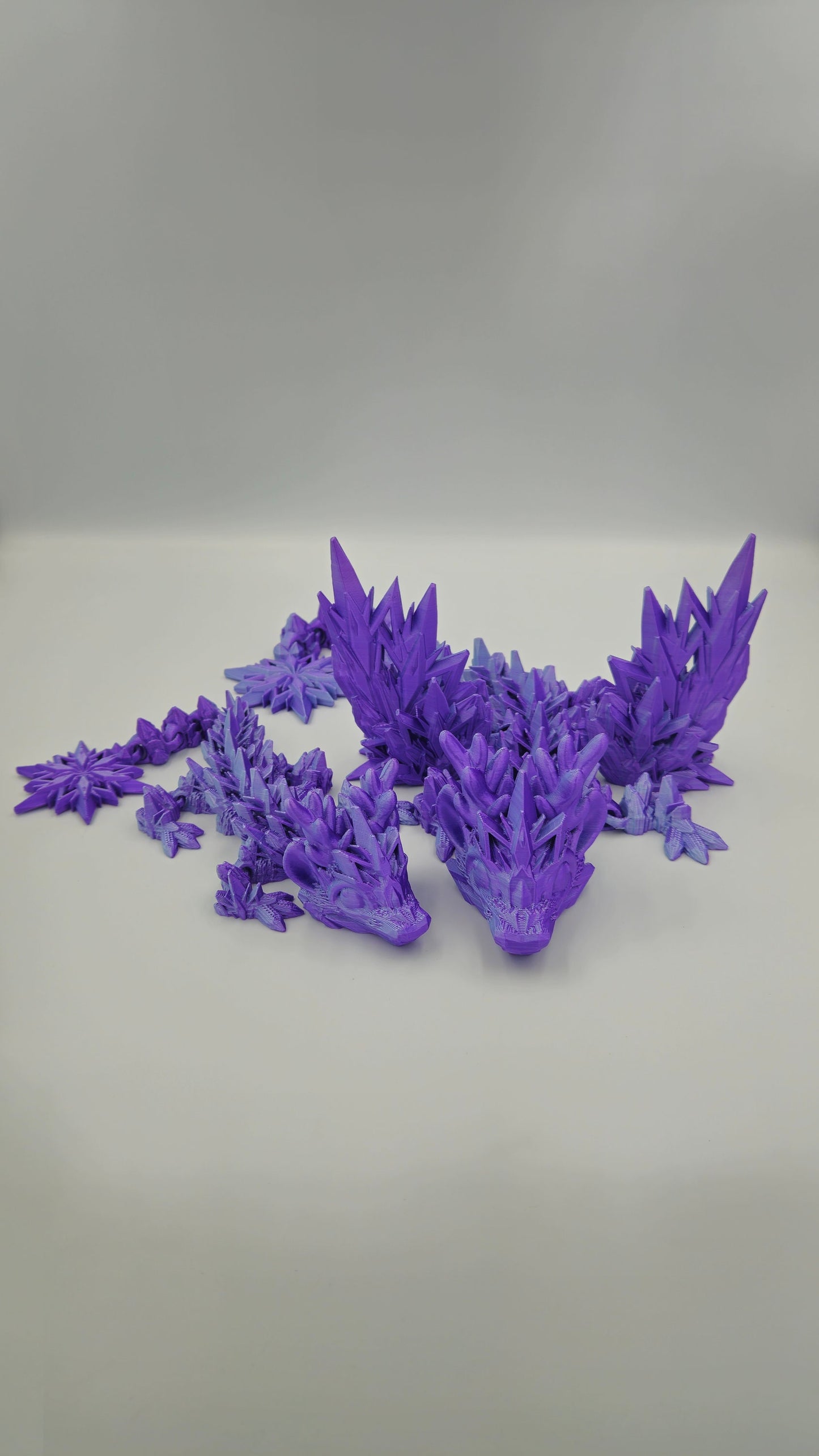 Winter Dragon Articulating Fidget Toy - Flexi Dragons Flexible ADHD, Autism, Relief Anxiety - Articulated Joints for Kids and Adults