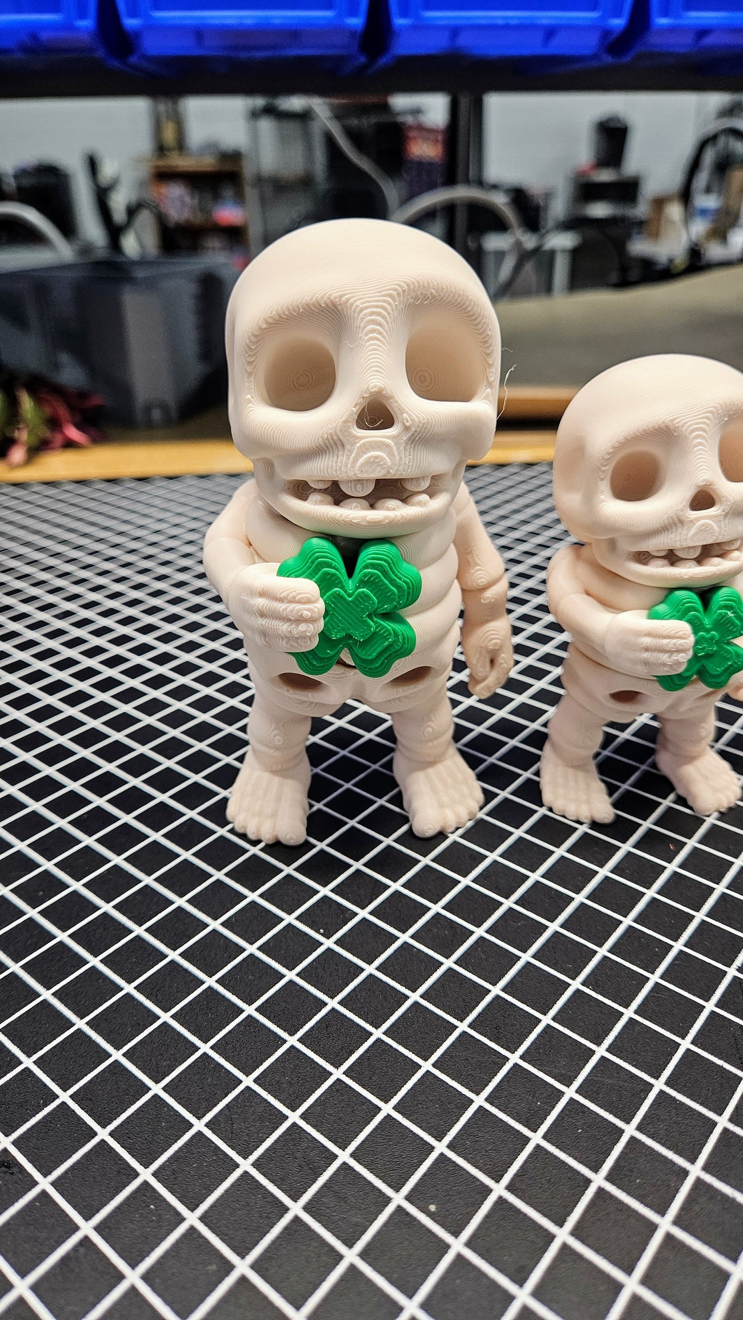 St Patricks Day Articulating Skeleton Holding 4 Leaf Clover