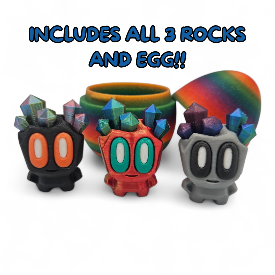 3 Pack Collectible Rock Pets