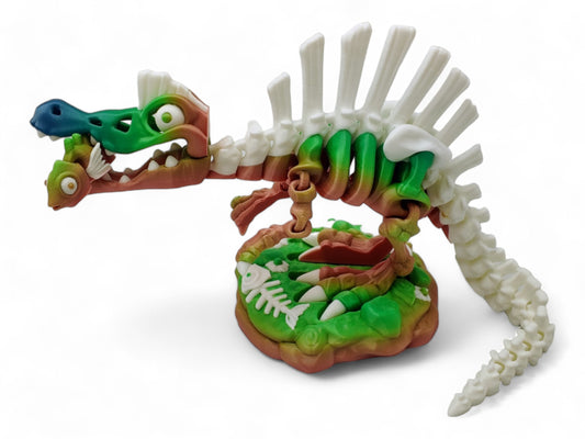 Spinosaurus Dinosaur Fidget Toy - Includes Prehistoric Stand and Fish